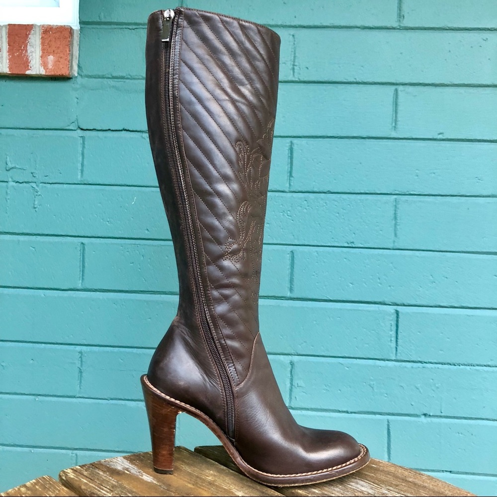 SOLD Sportmax by MaxMara brown leather heeled boots